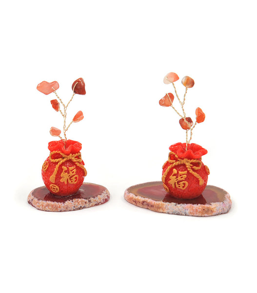 red agate money tree Mini Red Agate Tree in Money Bag – FSMegamall.com