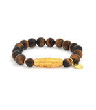9 Eyed Dzi Charm Bracelet with Tiger Eye Beads
