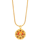 Dharmachakra Wheel with A Pair of Deer Pendant Necklace
