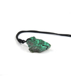 Malachite Pendant with Black String Necklace