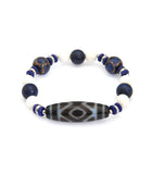 Buddha Bracelet with Tiger Tooth Dzi & Lapis Beads to Boost Success & Inner Confidence