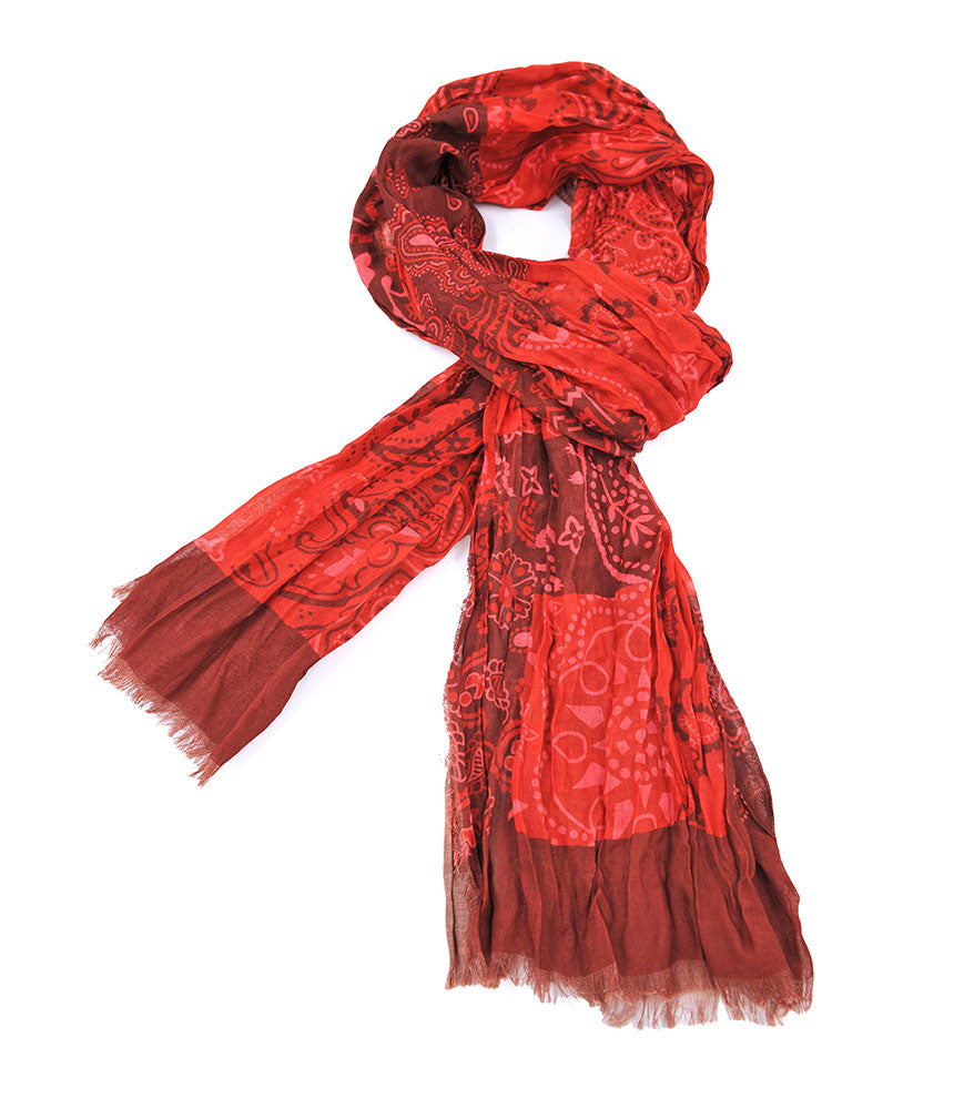 Red Protection Paisley Shawl (Crinkled)