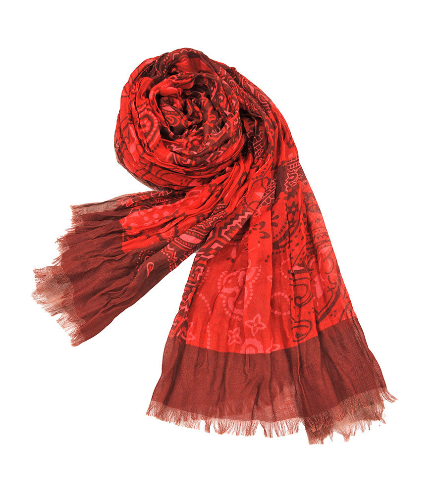 Red Protection Paisley Shawl (Crinkled)