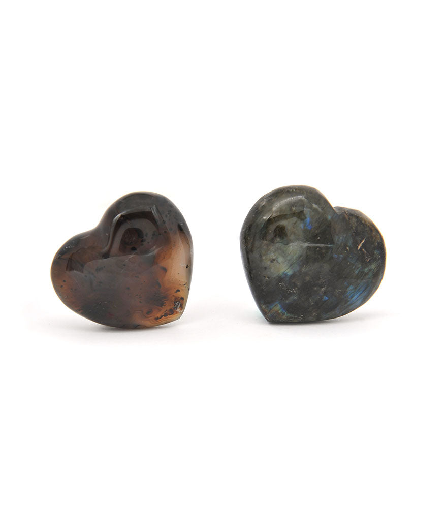 Pair of Labradorite Hearts
