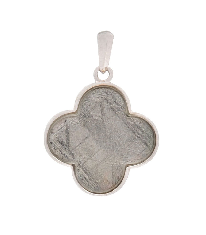Silver Meteorite Clover Pendant