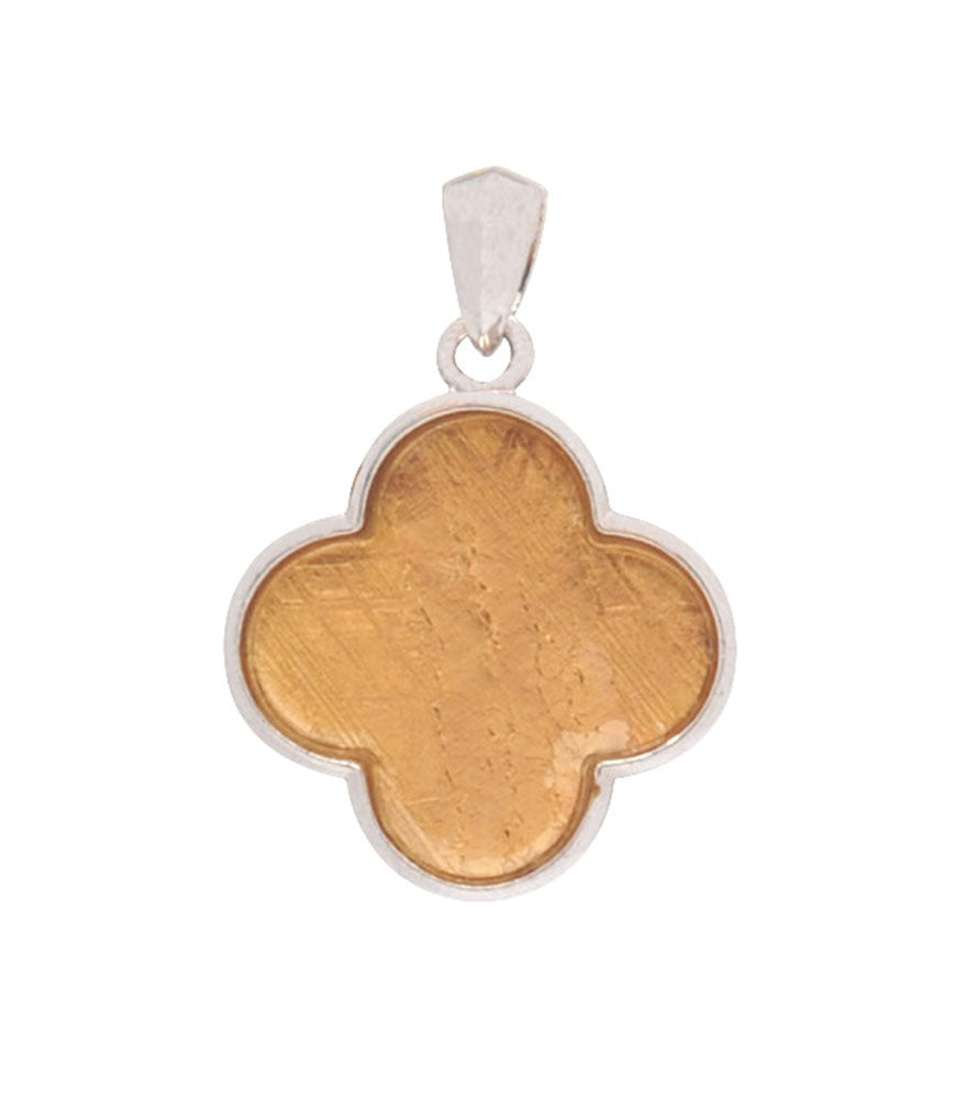 Gold Meteorite Clover Pendant