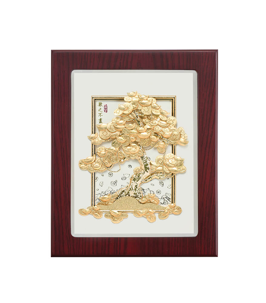 Gold Tree Plate 24K Gold-Plated Wealth Tree Plaque – FSMegamall.com
