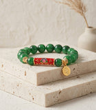 Jade with Lotus Mantra Charm Bracelet