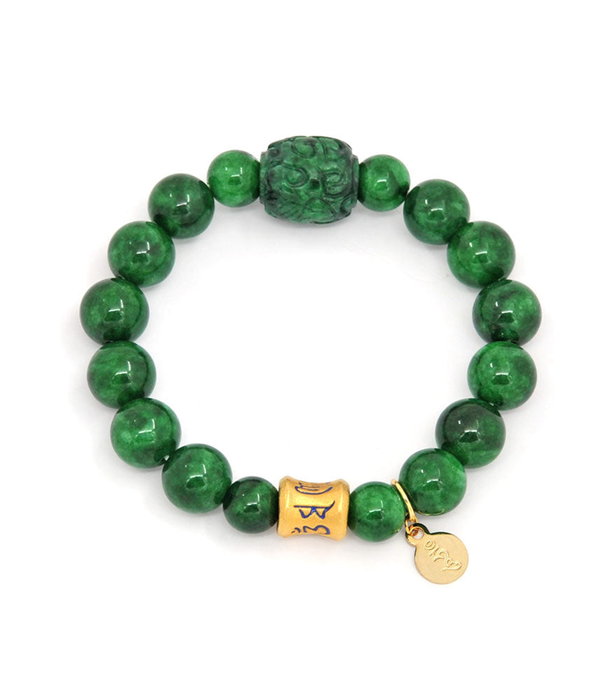 Jade with Omanipadmehum Charm Bracelet