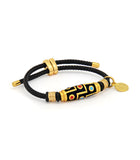9 Eyed Dzi with “Om Mani Padme Hum” Mantra Charm Bracelet (Black Dzi)