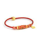 9 Eyed Dzi with “Om Mani Padme Hum” Mantra Charm Bracelet (Red Dzi)