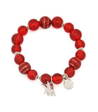 Sky Anteater Charm Bracelet with Red Gold Sand Lampwork Glass Beads