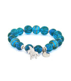 Sky Unicorn Charm Bracelet with Royal Blue Gold Sand Lampwork Glass Beads