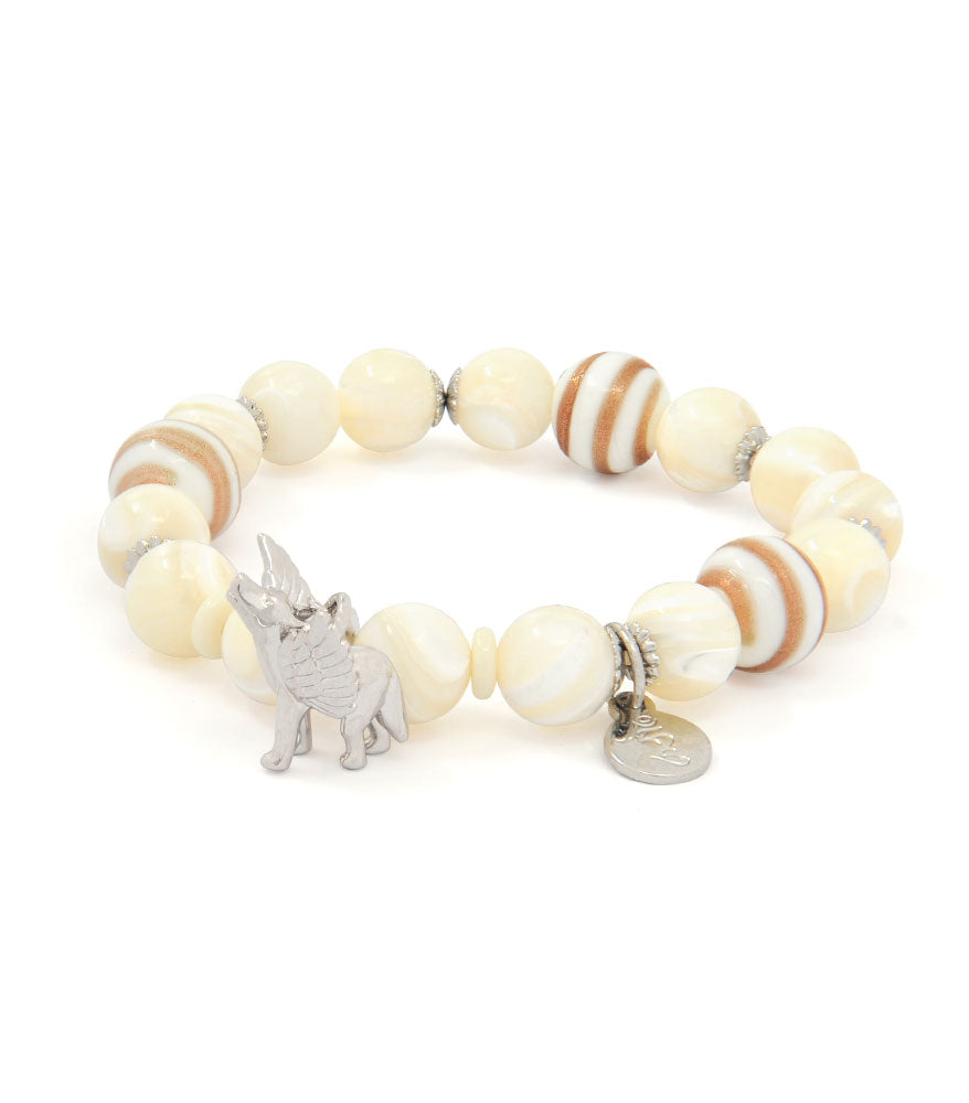 Sky Wolf Charm Bracelet with Natural Seashell White Horseshoe Snail Beads