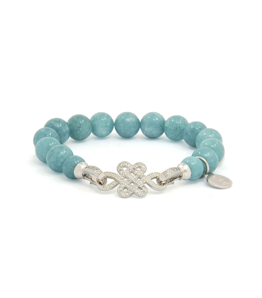Mystic Knot Charm Bracelet with Aquamarine Beads
