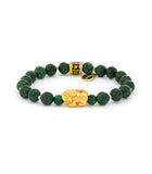 Jade Bead Bracelet with Pi Xie & "OM MANI PADME HUM" Charm