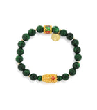 Jade Bead Bracelet with Pi Xie & "OM MANI PADME HUM" Charm