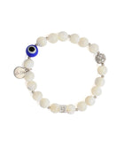 Evil Eye Charm Bracelet with Pearl Shell Beads