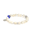 Evil Eye Charm Bracelet with Pearl Shell Beads