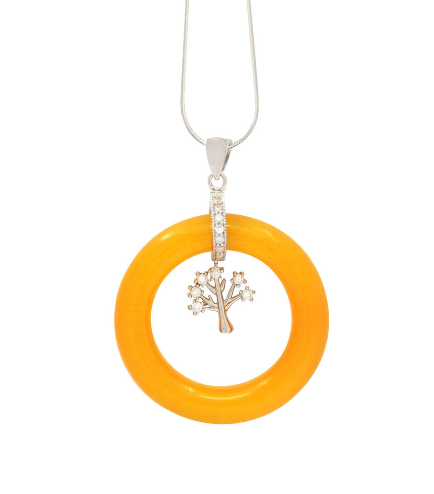 Yellow Agate with Money Tree Pendant