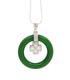 Green Agate with Four Leaf Clover Pendant