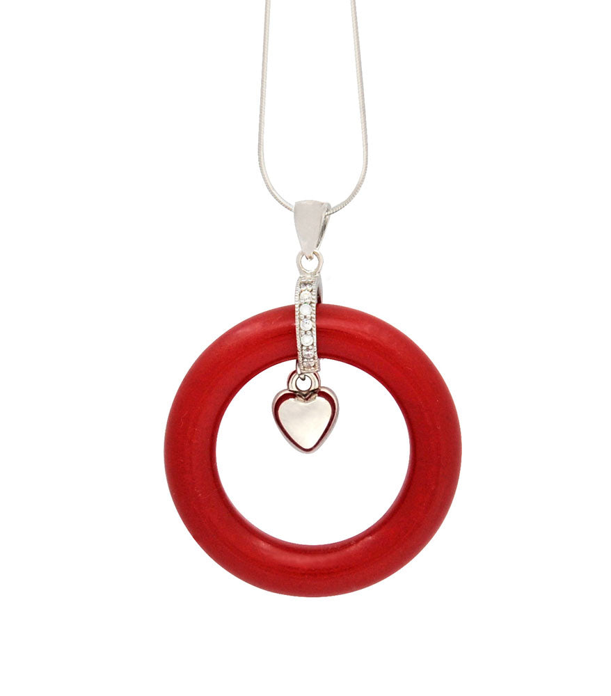 Red Agate with Heart Shape Pendant