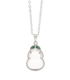 Jade Wu Lou Pendant with Silver Chain