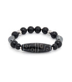 12 Eye Dzi Bead with Black Onyx for Protection