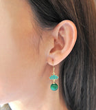 Natural Green Malachite Lotus Earrings