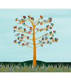 9 Birds in a Rainbow Tree (Blue Sky)