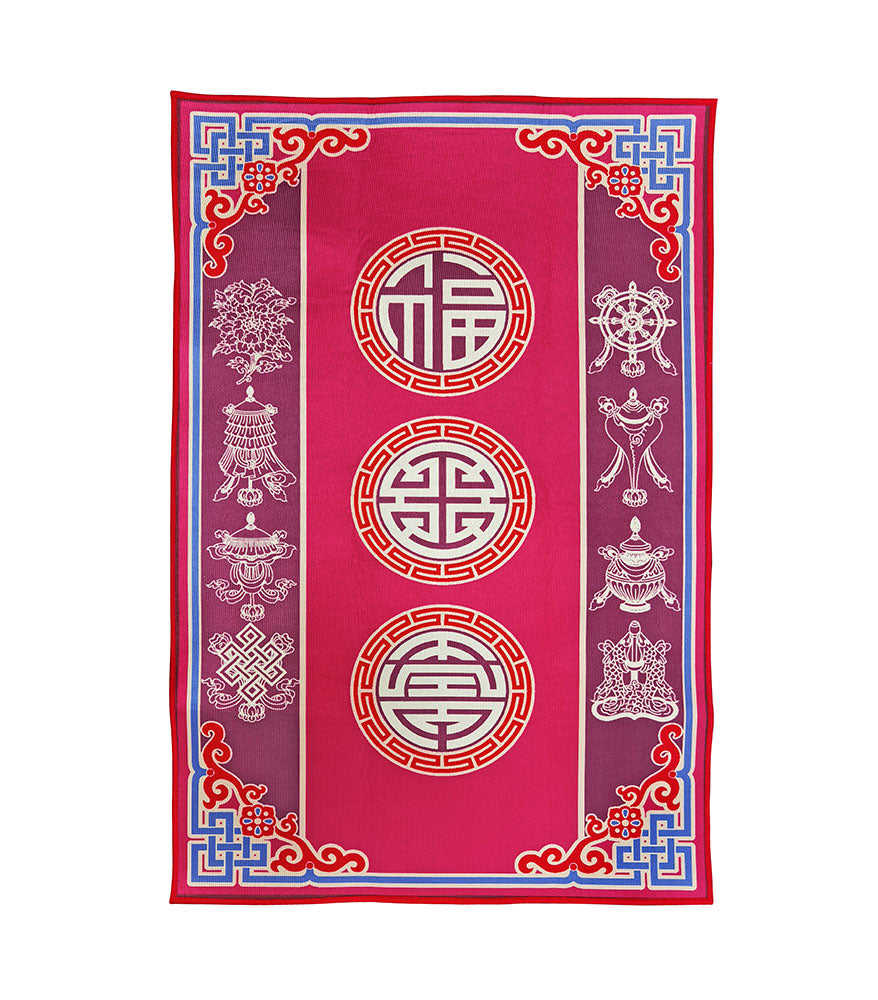 Red Carpet Featuring Fuk Luk Sau with 8 Auspicious Symbols