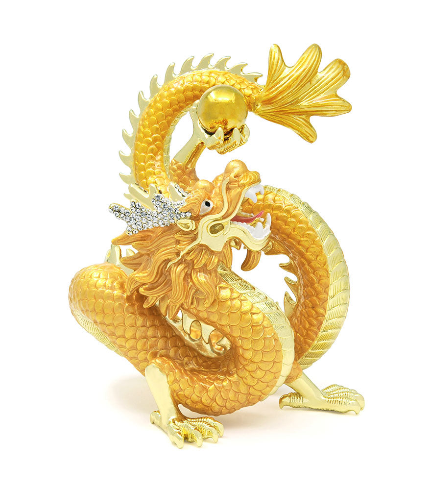 Rising Golden Dragon Holding a Pearl
