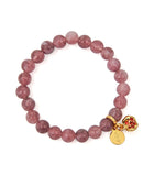 Peach Purple Chalcedony Bracelet with Pomegranate Charm