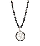 "Om" Necklace with Faceted Black Onyx Beads