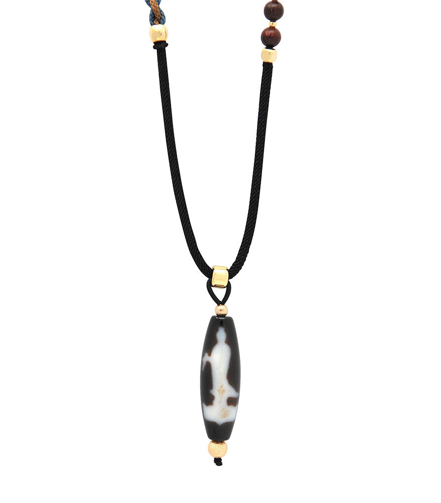 Kuan Yin Dzi with Black String Necklace