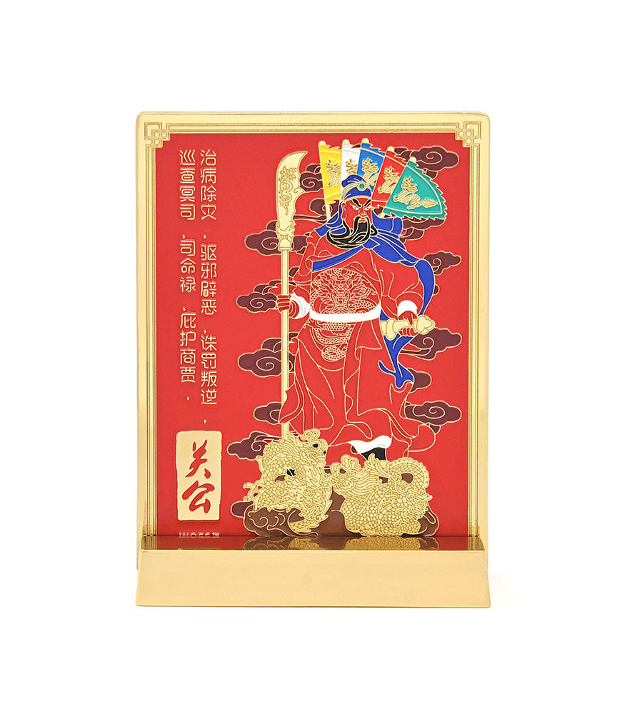 Magnificent Kwan Kung with 5 Flaqs Plaque