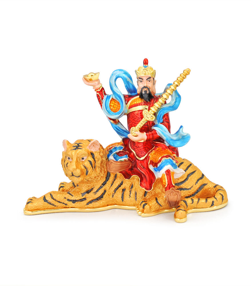 Bejewelled Trio of Tigers with Wealth Gods
