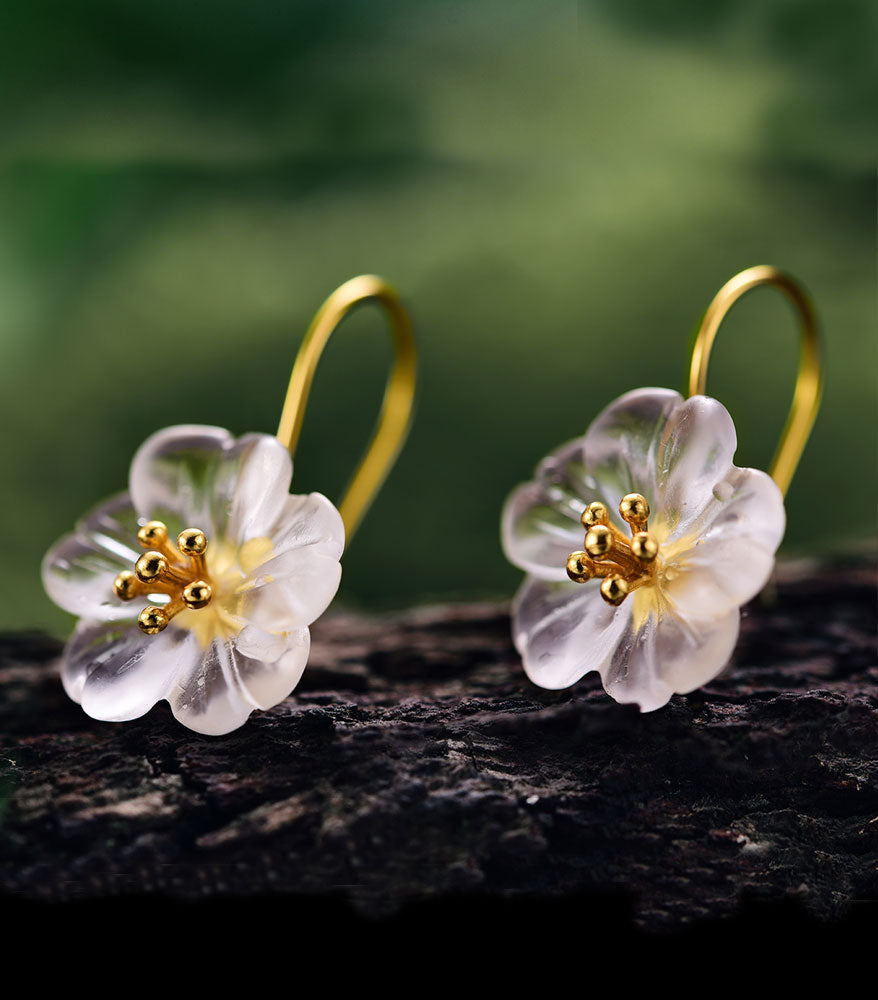 Cherry Blossom Flower Earrings (Gold)