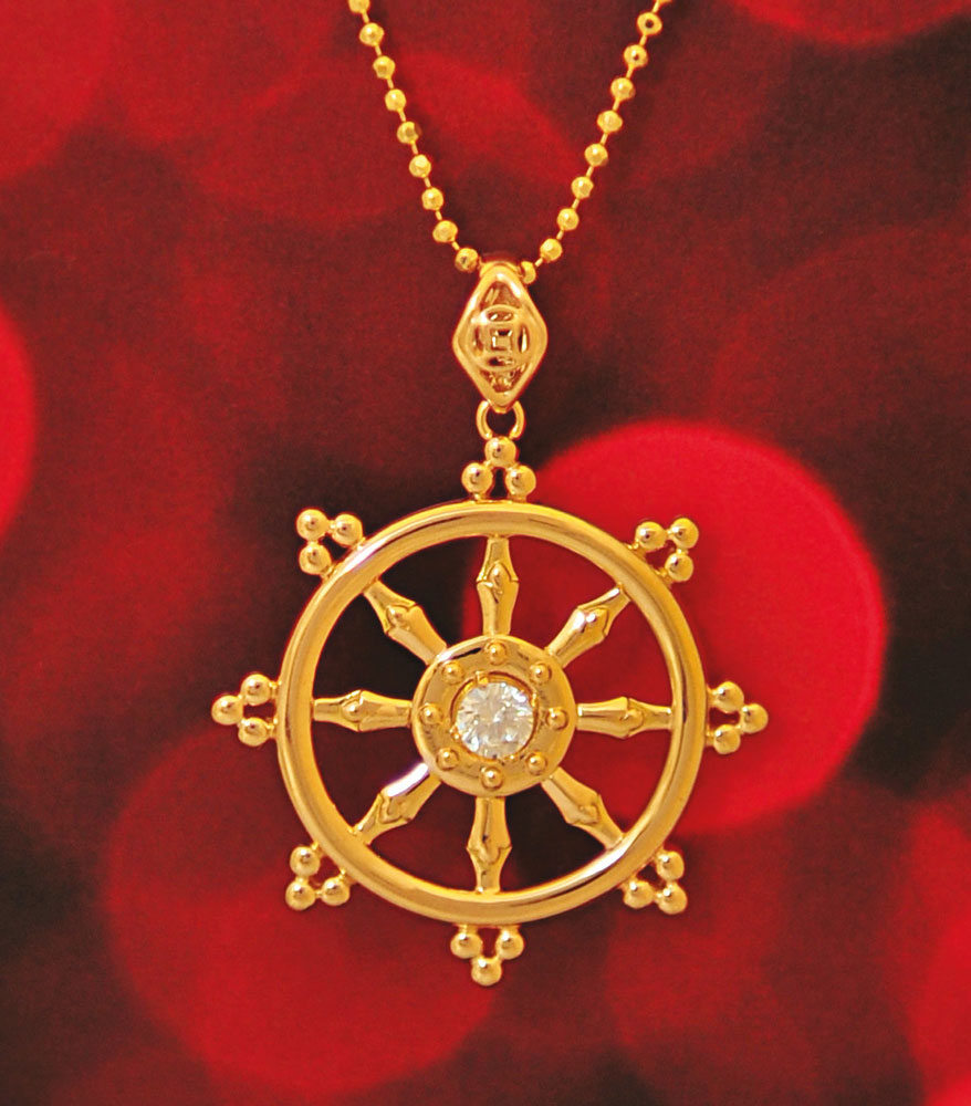 Gift of Gold - Dharmachakra Wheel of Fortune Pendant