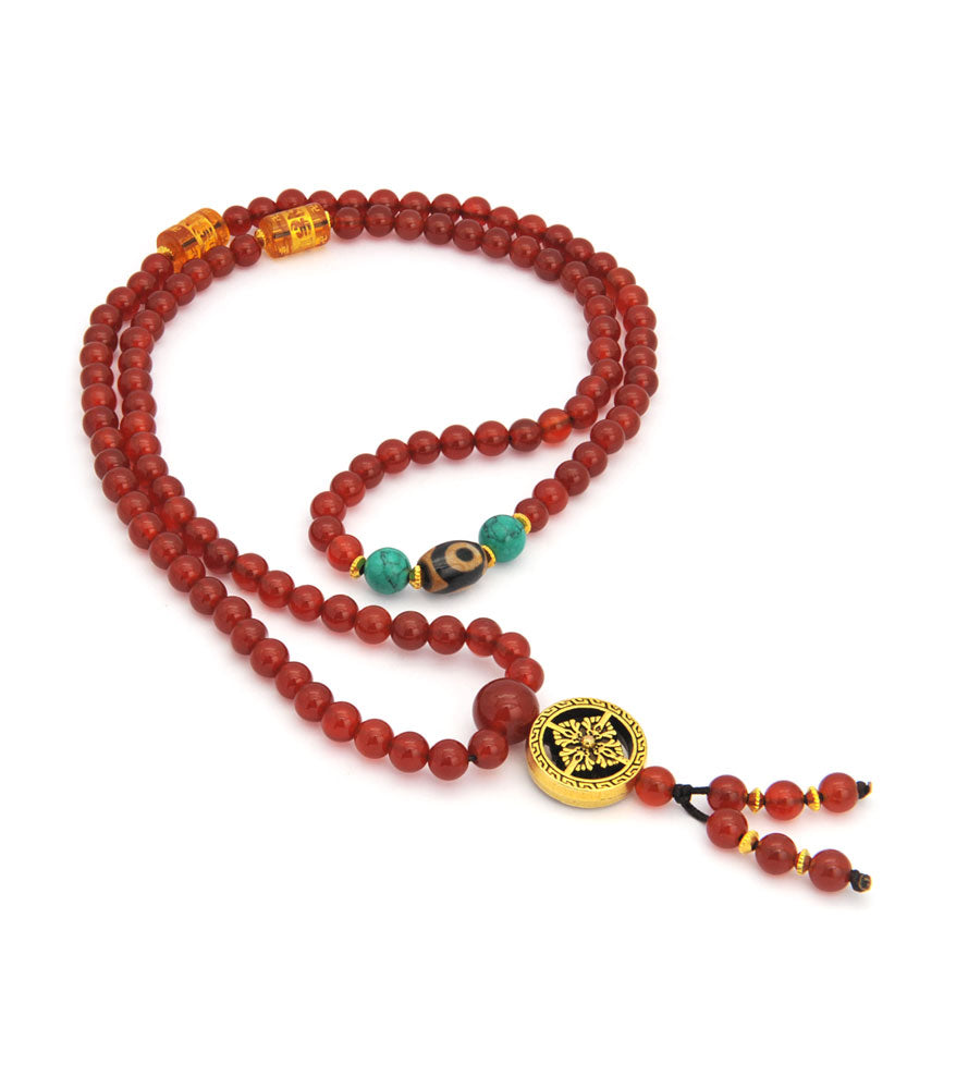 Red Agate Mala for Powerful Red Tara Prayers + Free Chant A Mantra Booklet