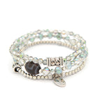 Heaven & Earth Dzi Bracelet with Number 8 Charm and Mantra Bead (3 Pcs in a set)