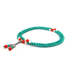 Turquoise Mala with White Shell and Butterfly Adornments + Free Chant A Mantra Booklet