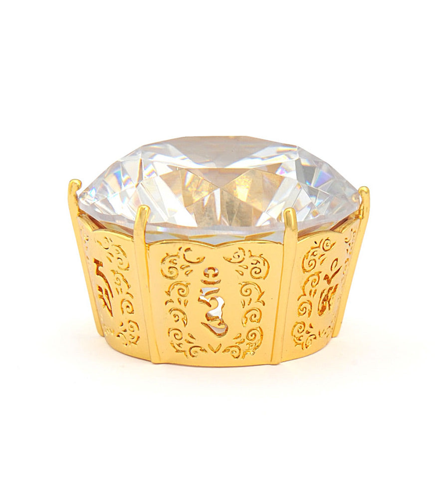 Golden Conch with Clear Wish Jewel & Citrine Gemstones