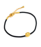 24K Gold Boar Charm Bracelet in Black Color String