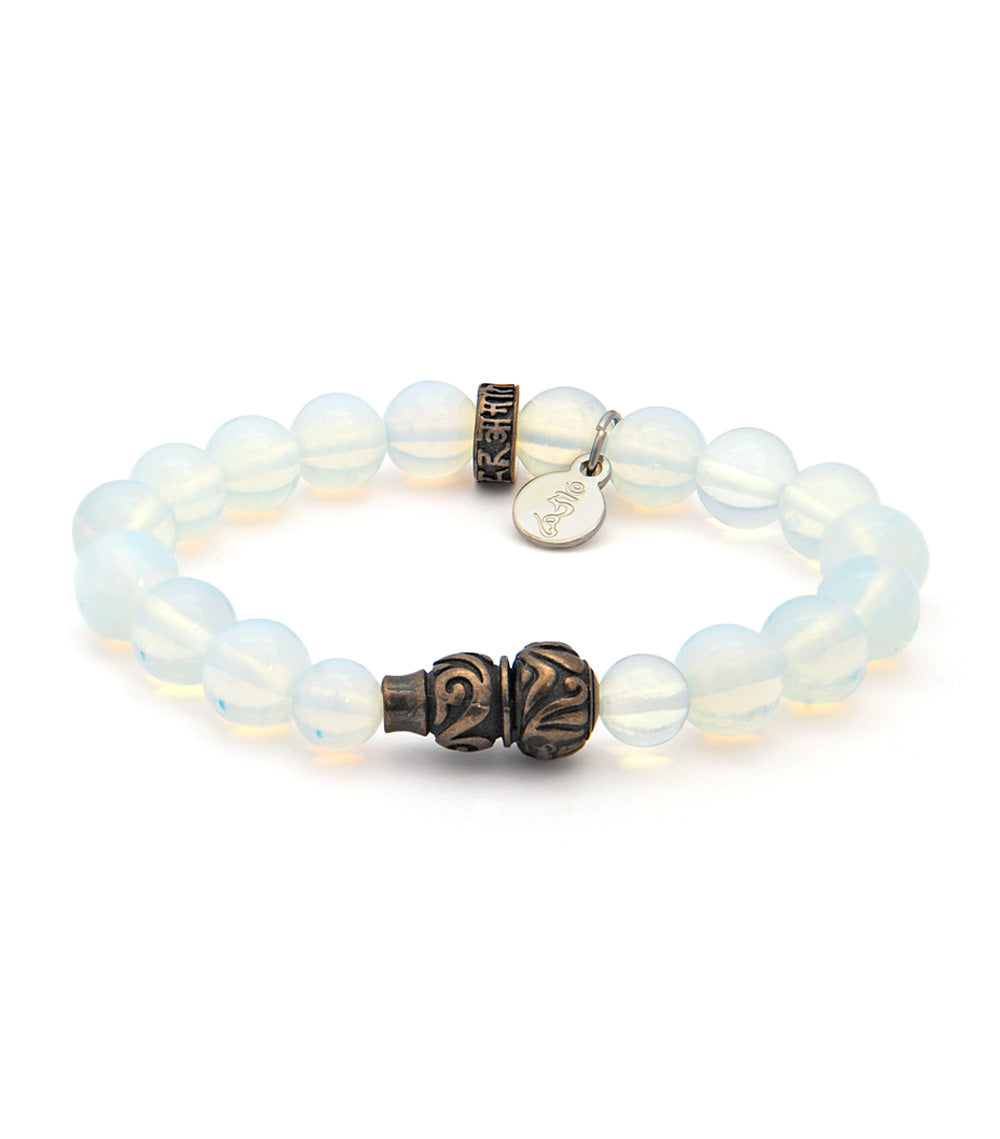 Glowing Mermaid Glass Bead Bracelet with Wu Lou for Health & Protection