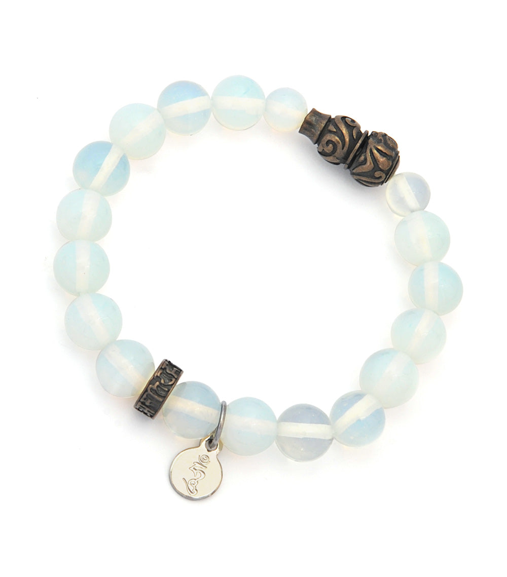 Glowing Mermaid Glass Bead Bracelet with Wu Lou for Health & Protection