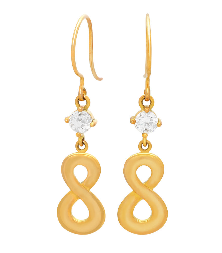 Gift of Gold - Infinity Sign Earring with Zircon