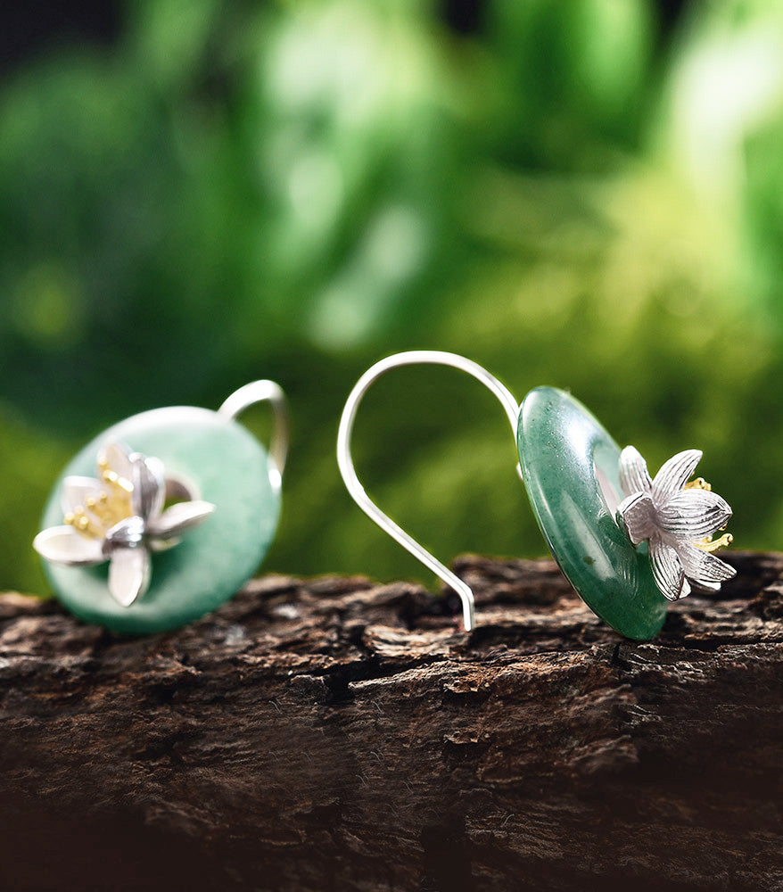 Lotus Flower Aventurine Earrings