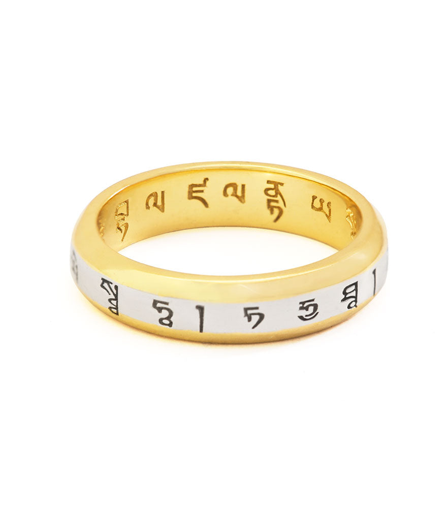 Yellow Dzambala & Shakyamuni Mantra Ring