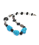 Turquoise Stone Necklace with Black Onyx & Mystic Knot